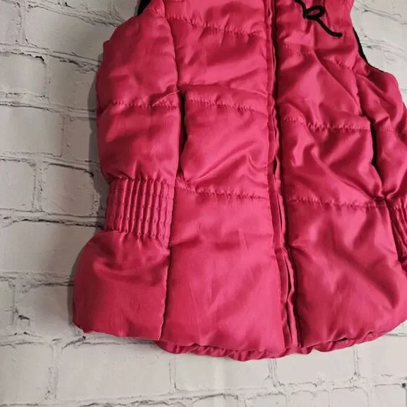 Rockawear Quilted Vest Toddler Girls 4T Hot Pink Zip Up Logo Pockets Puffer VTG - Picture 2 of 10